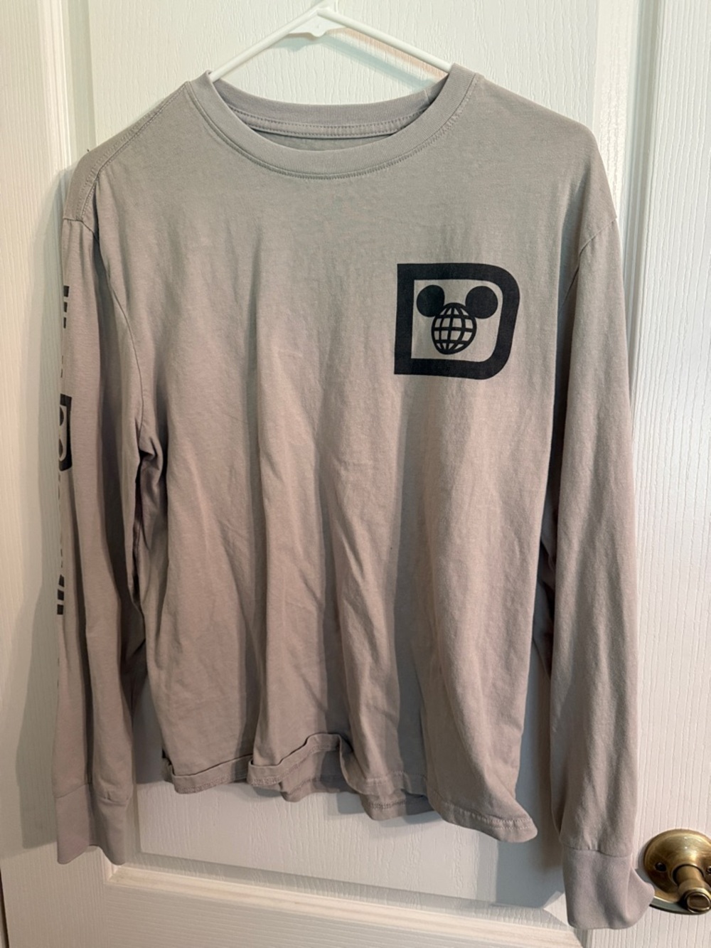 Disney Gray Long Sleeve Tee with Black Logo